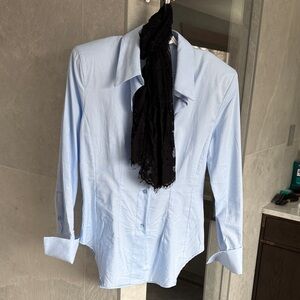 Light Blue Women's Dress Shirt - Classic Collared Button-Up
